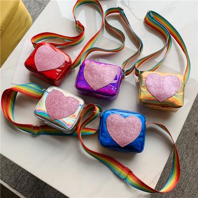 China New Arrival Clips 2021 Summer JOYIE Shiny Patent Fashion Kids Clips Glitter 2021 Sequined Small Square Handbags Strap Off Shoulder Bags For Girls for sale