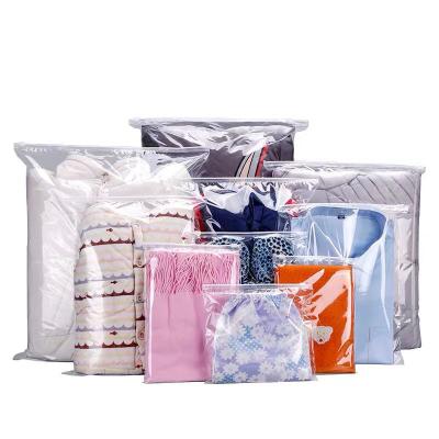 China Recyclable Custom Clear Frosted Thin Plastic Packaging Clothes Poly Bag With Resealable Zipper for sale