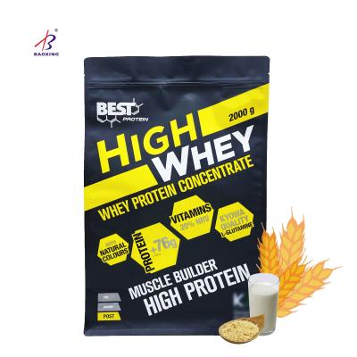 China Whey Protein Powder Flat Bottom Moisture Proof Bag With Aluminum Foil Zip Lock Maker 500g 1Kg for sale