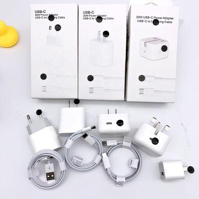 China Fast Charging Speed Factory Original Wholesale PD 20w Fast Charger For Apple Type C quick charging cable For Iphone Eu Us Standard Charger With Box for sale