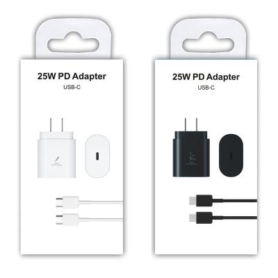 China Mobile Phone Standard 25W PD Adapters Quick Charger charging cable For Samsung Mobile Phone charger Super Fast Cable USB-C Wall Plug charger for sale