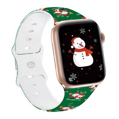 China Adjustable 38mm 42mm 40mm 42mm Custom Designed Christmas Halloween Cartoon Printed Silicone Strap For Apple Watch Series 7/6/5/4/3/2/1/se Watchband for sale