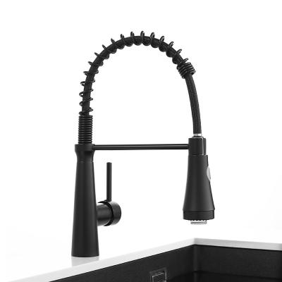 China Thermostatic Faucets Black Spring Drop Shaped Thermostatic Faucet LED Cone Spout Kitchen Faucet Sink for sale