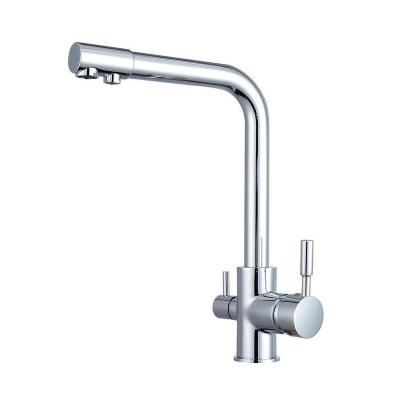 China Chrome 3 Way Two Handle Spout Filter Drinking Water Three Way Faucet Taps Thermostatic Pure Water Filtration Faucet for sale