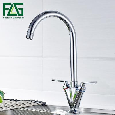 China New Style High Quality Chrome Thermostatic Double Handle Single Hole Kitchen Faucets Faucets for sale