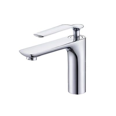 China Modern Hot And Cold Faucets Water Metered Bathroom Deck Mounted Metered Brass Basin Faucet for sale