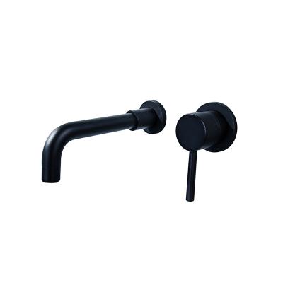 China High Quality Black Bathroom Faucets Single Handle Metered Wall Mounted Basin Faucet for sale