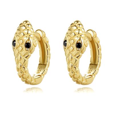 China Wholesale Cute Women's 925 Sterling Silver Cool Snake Hoop Earrings Supper Girls Gift Instock Small Size H013 for sale