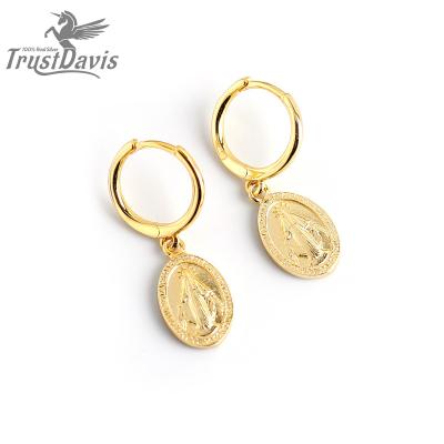 China Vintage TrustDavis Women's 925 Sterling Silver Jewelry Circle Drop Earrings 925 Gold Plated Earring J013 for sale