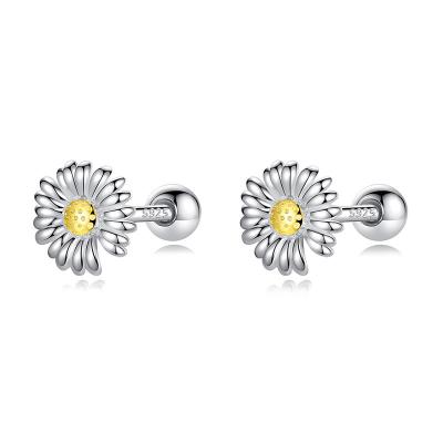 China 925 Sterling Silver Cute Flower Screw Stud Earrings For Women Children Kids Babies Mini Minimalist Jewelry DS1020 for sale