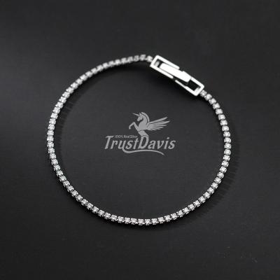 China TrustDavis TRENDY Genuine Scarf 925 Sterling Silver Bracelet Temperament Sweet Shining CZ Bangle For Women Wedding Jewelry F454 for sale