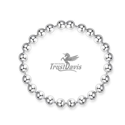 China TrustDavis TRENDY 100% Cocktail Ring Size 6 of Sterling Silver Smooth Surface Beads of 925 Solid 7 8 Girls Women's Gift DA247 for sale