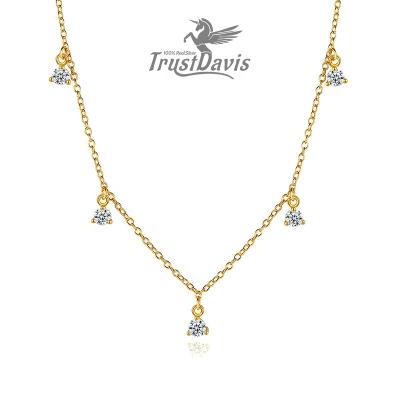 China TRENDY TrustDavis Clavicle Chain Pendant Necklace 925 Sterling Silver Necklace Round Zircon For Women Fashion ExquisiteJewelry H068 for sale