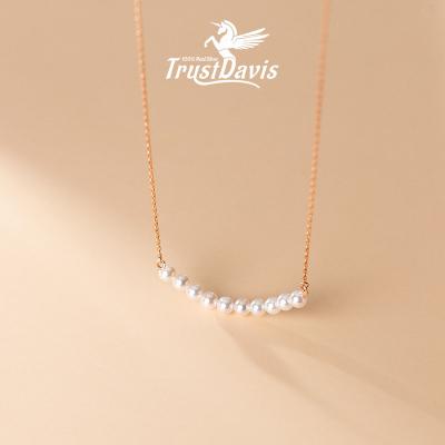 China New 925 Sterling Silver Necklace Synthesis Pearl Authentic Pendant Necklace from TrustDavis 2021 TRENDY for Women Minimalist Jewelry F420 for sale