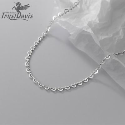 China Real 925 Sterling Silver Necklace Fashion Hollow TRENDY heart link chain necklace from TrustDavis for women wedding party jewelry F458 for sale