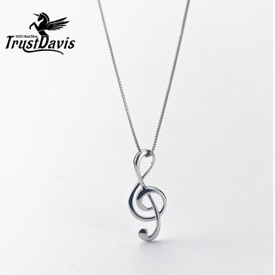 China TrustDavis TRENDY 925 Sterling Silver Pendant Minimalist Music Charms Pendant Necklace Personality For Women Fine Jewelry F311 for sale