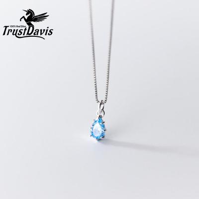 China TRUSTDavis Waterdrop Blue Black White White Zircon Pendant 925 Sterling Silver Charm Pendant Minimalist For Women Fine Jewelry F422 for sale