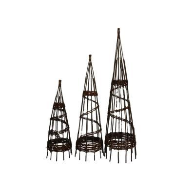 China Competitive Price Woven Shelf Bracket Garden Obelisk Easily Assembled Willow Flower Shelf For Sale for sale