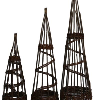 China Low Price Easily Assembled Wholesale Finely Treated Garden Obelisk Stand Willow Flower Shelf Willow Wood for sale