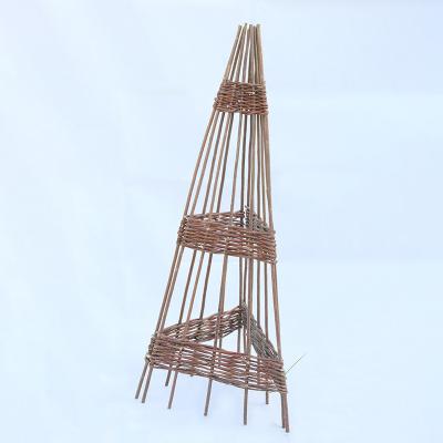 China Easily Assembled Wood Garden Use Obelisk Panel Spiral Easy Turn Willow Flower Shelf For Sale for sale