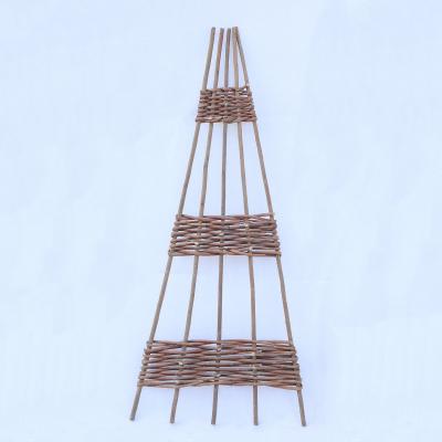 China Easy Easily Assembled Easy To Install Professional Flower Stand Willow Woven Design Garden Obelisk Willow Flower Shelf for sale