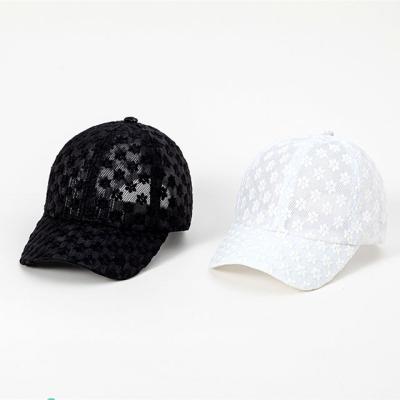 China Summer COMMON Fashion Travel Beach Hat Breathable Lace Flower Outdoor Mesh Baseball Cap for sale