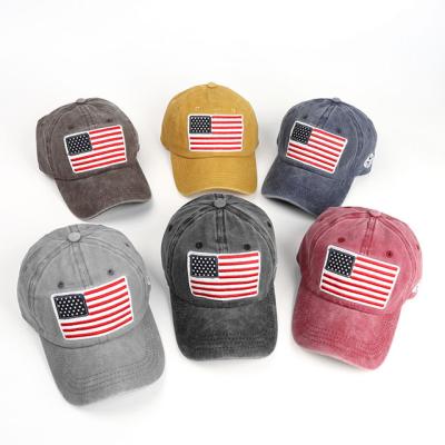 China COMMON Fashion Custom American Flag Baseball Cap Cotton Letter Embroidery Trucker Hats Unisex for sale