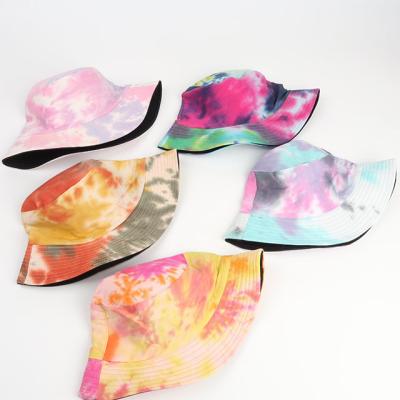 China Sun Protection Spring and Summer Tie Dye Women's Double Sided Use Washed Fisherman's Hat Outdoor Travel Sun Hat for sale