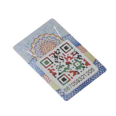 China Custom 3D Logo Anti-counterfeit Anti-fake Serial Number Label Safe Sticker With Different QR Codes for sale