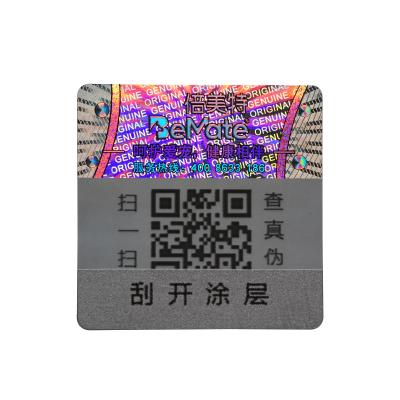 China Reflective OEM 3d anti-counterfeit hologram qr code scratch off label authenticity personalized sticker en venta