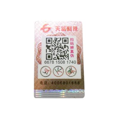 China Custom anti counterfeit qr code printing low price anti counterfeit wine bottle labels with security thread for sale