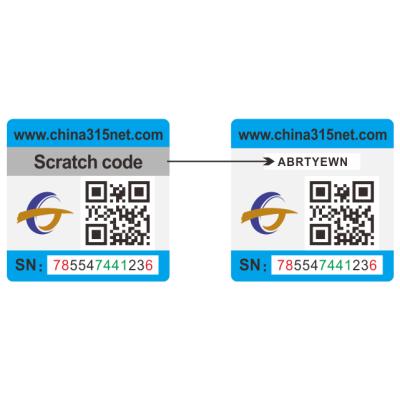 China Anti-forgery qr code label anti-counterfeit custom scratch off barcode security sticker for sale