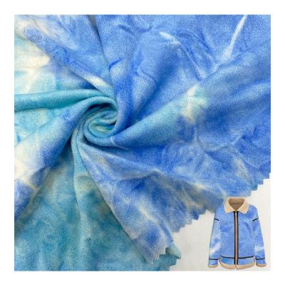 China 2022 New Arrival Anti-Static Hot Selling Polyester Wholesale Custom Spandex Knit Tie Dye Suede For Coat for sale