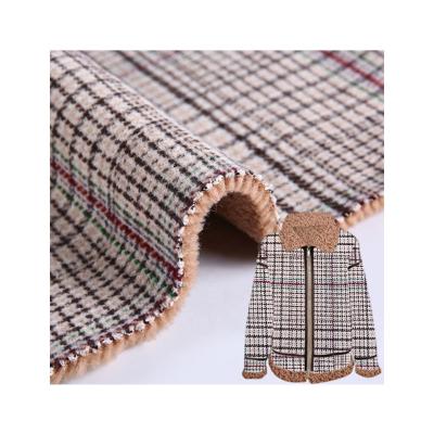 China Wholesale 2022 Hot Sale New Product Quality Anti-Static Knit Red Brown Plaid Fleece Suede Fabric For Jacket for sale