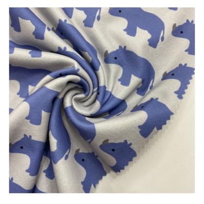 China New Arrival Viable Hot Sale Wholesale White Blue Rhino Digital Printing Polyester Fabric For Clothes for sale