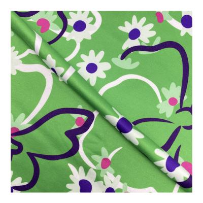 China New Arrival Viable Hot Sale Wholesale Cartoon Green Flower Digital Printing Polyester Fabric For Clothes for sale