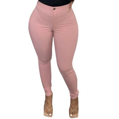 China Sustainable 2021 Women Stretch High Waist Candy Color Skinny Jeans Pants Pants Women Pencil Pants for sale