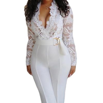 China Viable Women's One Piece Pants 2021 Overalls Lace Up White Rompers Plus Size Pants for sale