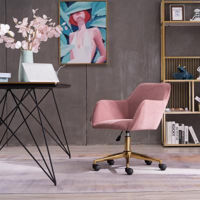 China (Size)New Style Adjustable Velvet Office Chair With Gold Metal Legs For Living Room for sale