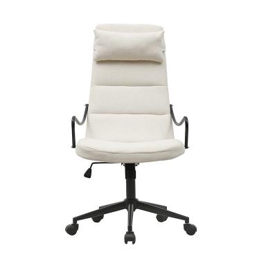 China (Size) Adjustable Modern Luxury Pure White High Back And Head Rest Black Metal Legs Swivel Office Chair for sale