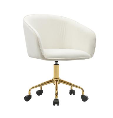 China The new design chair office furniture cheap velvet fabric chair (height) adjustable with gold metal legs swivel chair for sale