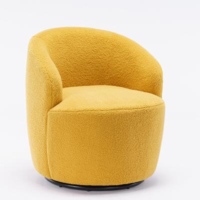 China Modern yellow teddy fabric reclining barrel swivel chair for living room for sale