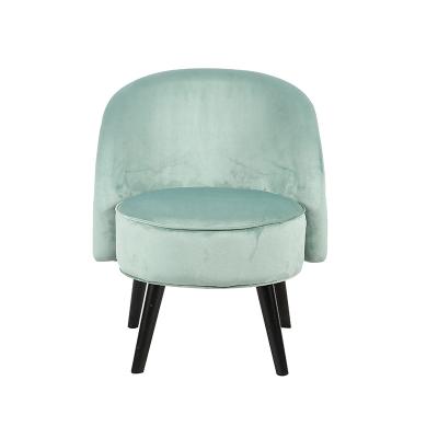 China New Designer Round Back Leisure Chair Sky Blue Adjustable Modern Velvet Fabric Small Chair (Other) With Black Wooden Legs for sale