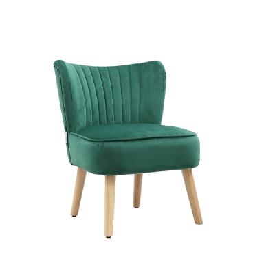 China High Quality Soft Rubber Wood Chair Bedroom Accent Living Room Armchair Legs Velvet Extended Armless Chair for sale