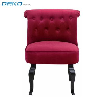 China Modular Modern Luxury Design Velvet Fabric With Wooden Button Legs Dining Chair for sale