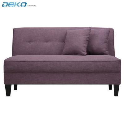 China High quality linen sofa bed fabric two pillow with wooden legs lounge loveseat for sale