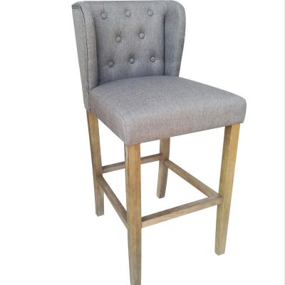 China Whosale Modern China Tufted Fabric With Wooden Legs Kitchen High Bar Chair for sale