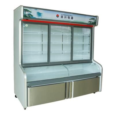 China Three-temperature Commercial Energy Saving New Style Upright Dish-Order Refrigerator for Supermarket Freezing Fruits and Vegetables with Multiple Doors for sale