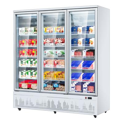 China Single-temperature Large Capacity Upright Display Double Door Refrigerator for Supermarket Cooling Beers with Low Consumption and Customized Size for sale