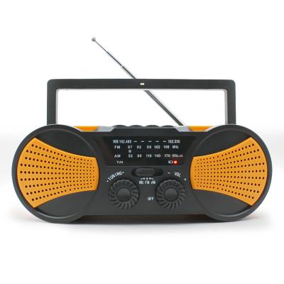 China AM/FM/SW/NOAA Time Band Hurricane 4000mAh MP3 Player Amfmnoaa Rechargeable Solar Powered Solar Crank Radio Switch Orange for sale